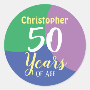 Rond Happy 50th Birthday Classic Round Sticker