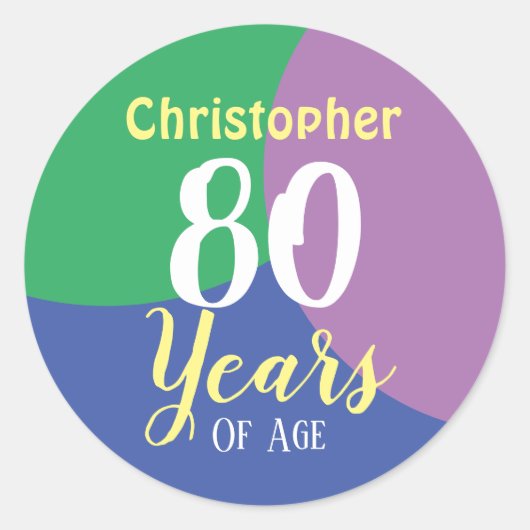 Rond Happy 80th Birthday Classic Round Sticker (Devant)