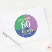 Rond Happy 80th Birthday Classic Round Sticker (Enveloppe)