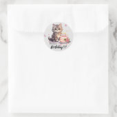 Rond Happy Anniversaire Sticker avec chaton mignon et g (Sac)