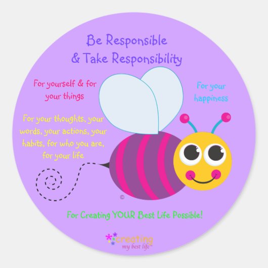 Rond Happy Bee Sticker - grand (Devant)