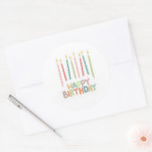 Rond Happy Birthday With Candles Sticker Label (Enveloppe)