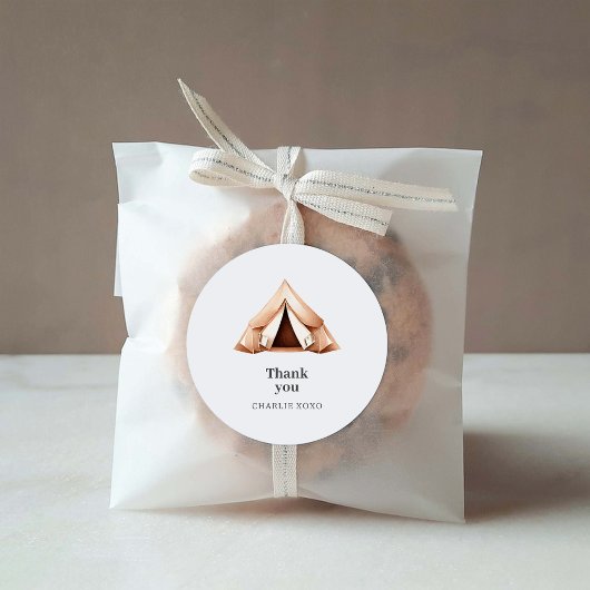 Rond Happy Camper Custom Favor Sticker