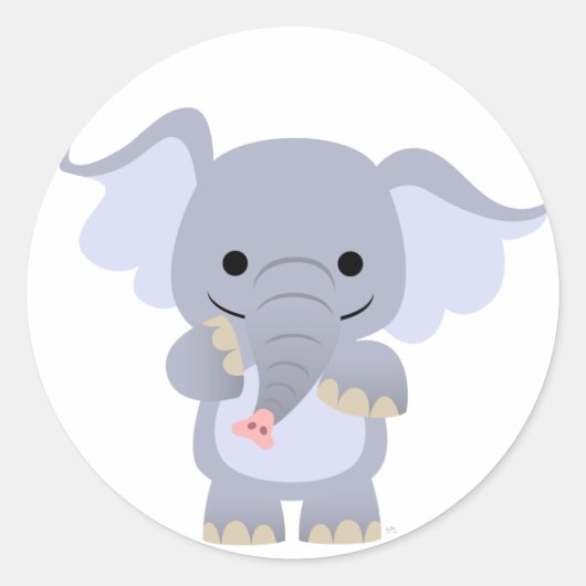 Rond Happy Cartoon Elephant Sticker (Devant)