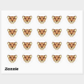 Rond Happy Cartoon Lioness émoticon Sticker (Feuille)