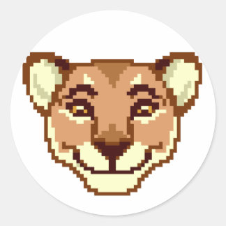 Rond Happy Cartoon Lioness émoticon Sticker