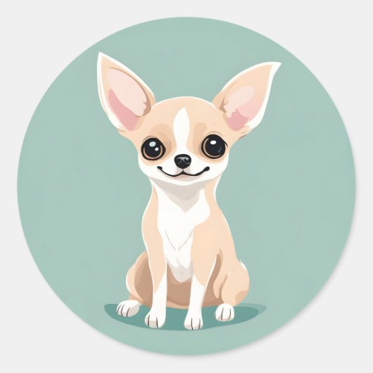 Rond Happy Chihuahua Sticker (Devant)