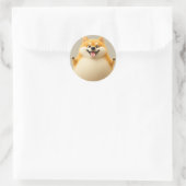 Rond Happy Chubby Cartoon Dog Sticker (Sac)
