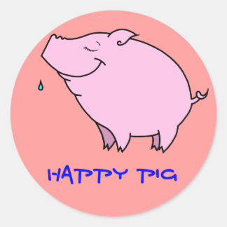 Rond Happy Cochon Classic Round Sticker