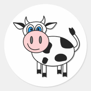 Rond Happy Cow Sticker - Personnalisable!
