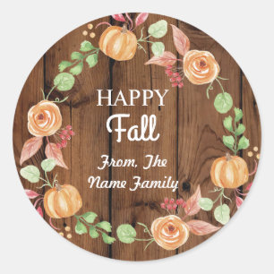 Rond Happy Fall Harvest Festival Sticker Citrouille Wre