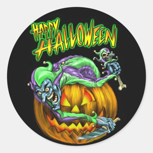 Rond Happy Halloween Déplaisant Sticker JesterKin (Devant)