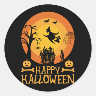 Rond Happy Halloween Haunted House Sticker