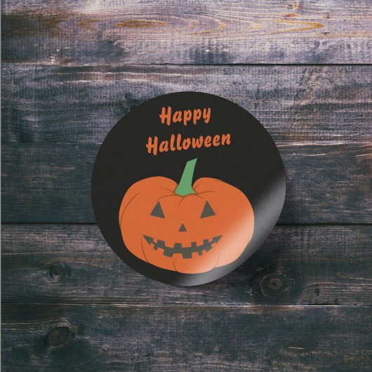 Rond Happy Halloween Jack-o'-lantern Citrouille Sticker