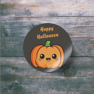 Rond Happy Halloween mignon Sticker Citrouille