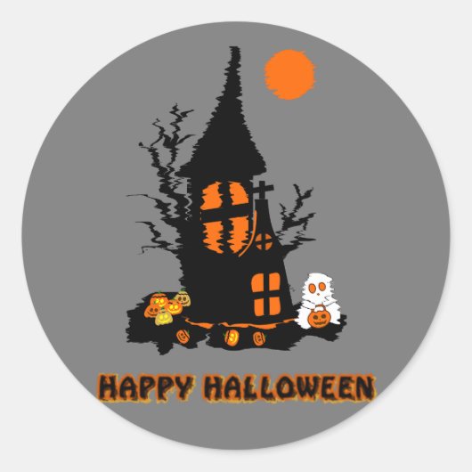 Rond Happy Halloween Sticker (Devant)