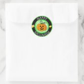 Rond Happy Halloween Sticker Citrouille & Candy (Sac)