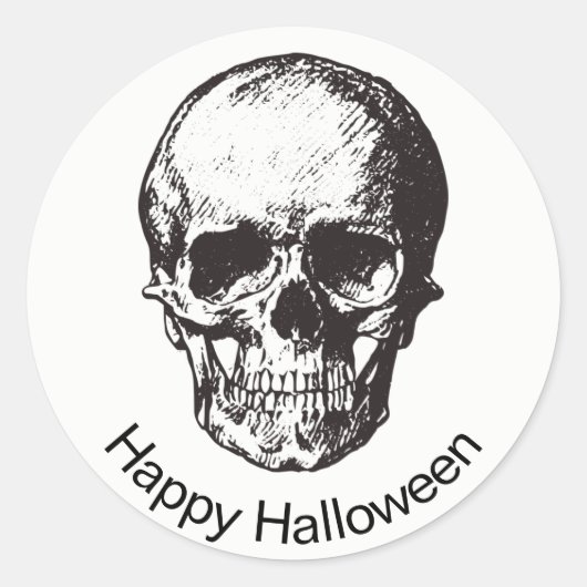 Rond Happy Halloween Sticker crâne (Devant)