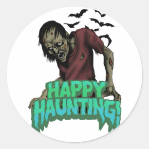 Rond Happy Hauny Sticker Éffrayant Halloween Zombie