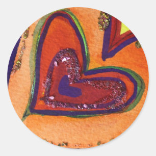 Rond Happy Heart Sticker