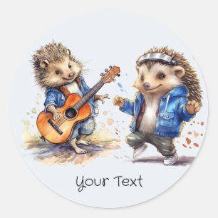 Rond Happy Hedgehog Aquarelle Sticker