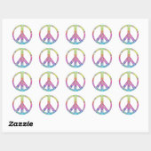 Rond Happy Hippy Color Peace Sticker (Feuille)