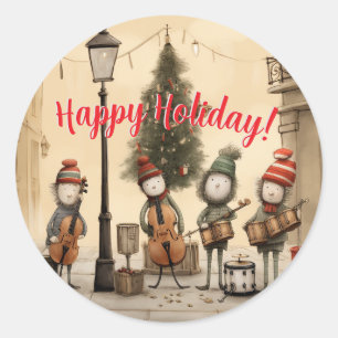 Rond Happy Holiday Custom Christmas Sticker