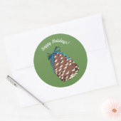 Rond Happy Holidays Pinecone Sticker (Enveloppe)
