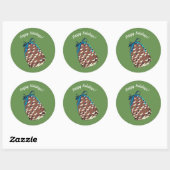Rond Happy Holidays Pinecone Sticker (Feuille)