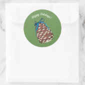 Rond Happy Holidays Pinecone Sticker (Sac)