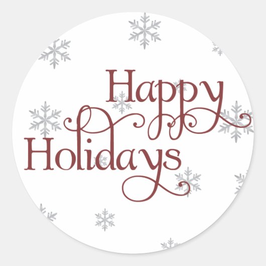 Rond Happy Holidays Snowflake Sticker (Devant)