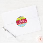 Rond Happy Holidays sticker coloré de noël (Enveloppe)