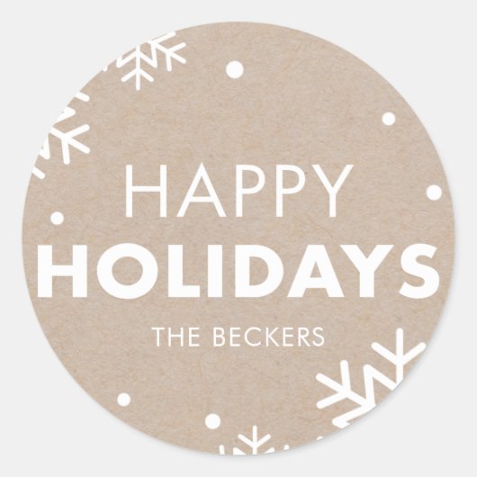 Rond Happy Holidays Sticker Kraft (Devant)