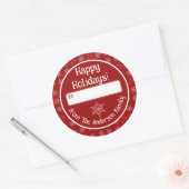 Rond Happy Holidays Sticker rouge avec Snowflakes (Enveloppe)