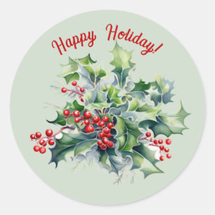 Rond Happy Holly Holiday Sticker