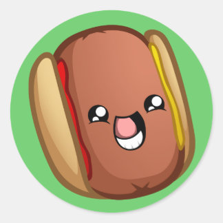 Rond Happy Hotdog Sticker