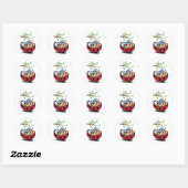 Rond Happy Little Ladybug avec Phone Funny Sticker (Feuille)
