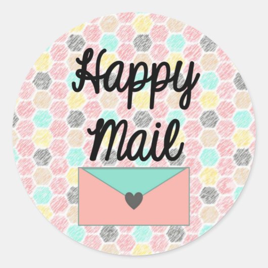 Rond Happy Mail Sticker - conception géométrique nid d' (Devant)