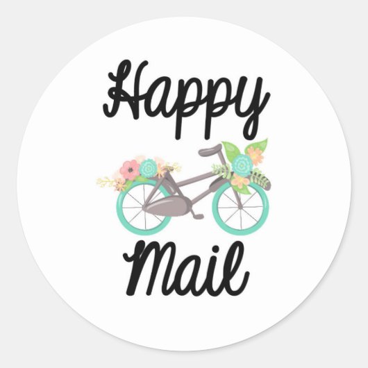 Rond Happy Mail Sticker - vélo floral! ! (Devant)