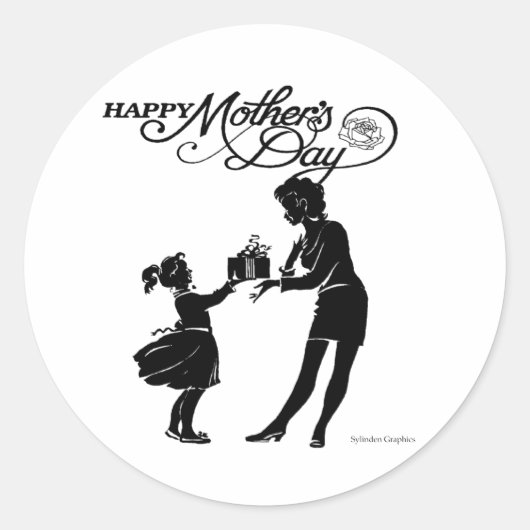 Rond Happy Mothers Day Silhouette Sticker (Devant)