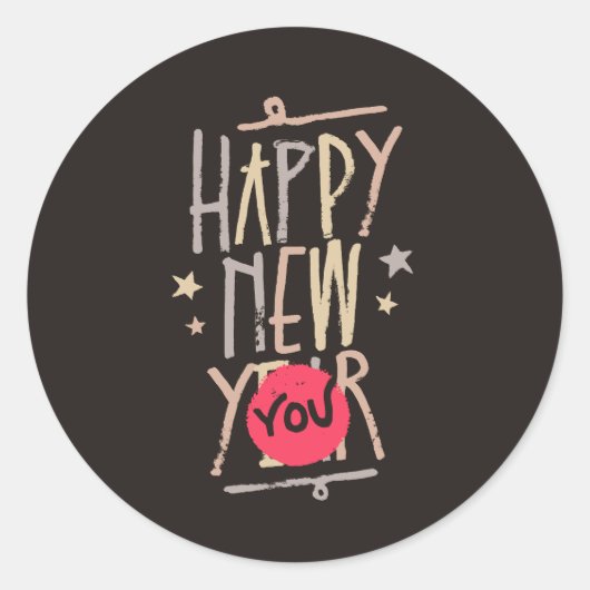 Rond Happy New You Classic Round Sticker (Devant)