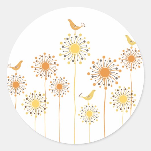 Rond Happy Orange BIrds Custom Round Sticker (Devant)