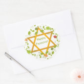 Rond Happy Passover Magen David Sticker (Enveloppe)
