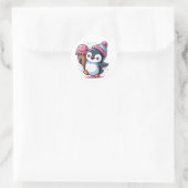 Rond Happy Penguin avec Sticker à cône de crème glacée (Sac)