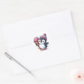 Rond Happy Penguin avec Sticker à cône de crème glacée (Enveloppe)