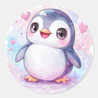 Rond Happy Penguin Round Pastel Sticker