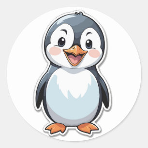 Rond Happy Penguin Sticker - Un mignon ami arctique