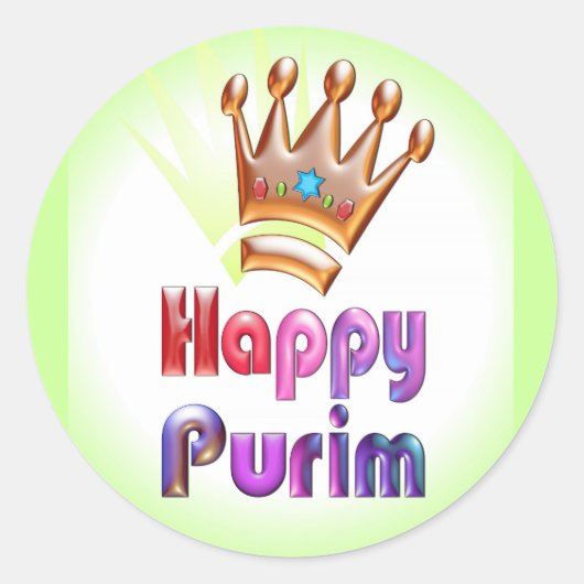 Rond Happy Purim fun sticker Crown avec Star of David (Devant)