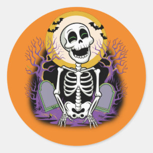 Rond Happy Skeleton Sticker de cimetière Halloween