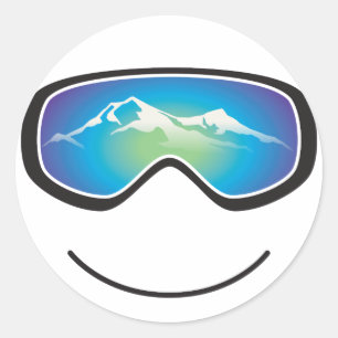 Rond Happy Skier/Snowboarder Sticker